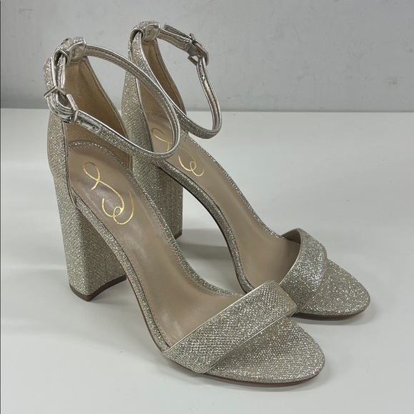 New Sam Edelman Yaro Block Heel Sandal in Metallic Sparkle Size 8.5 - Picture 2 of 9